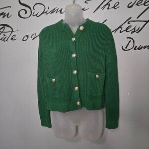 H&M Green Rib - Knit Cardigan, S